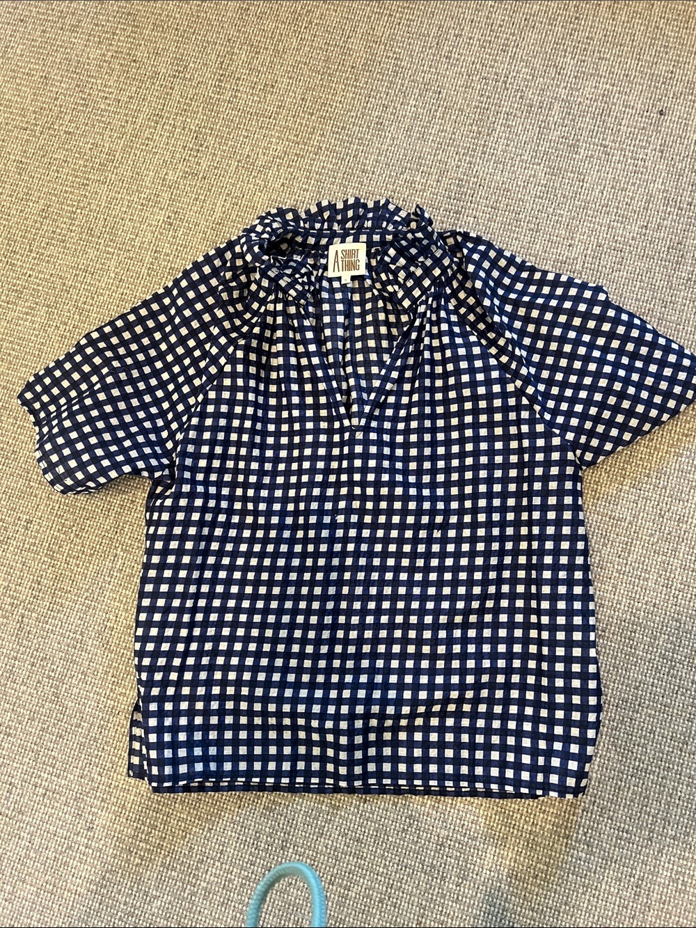 A Shirt Thing blue/white windowpane check blouse size S